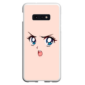 Чехол для Samsung S10E с принтом Angry anime girl в Санкт-Петербурге, Силикон | Область печати: задняя сторона чехла, без боковых панелей | angry | anime | art | big | eyes | face | girl | kawaii | manga | style | аниме | арт | взгляд | глаза | девушка | злой | кавай | лицо | манга