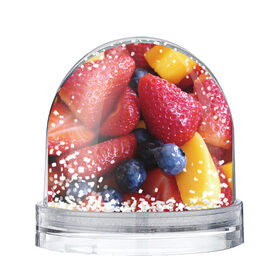 Снежный шар с принтом Фругтово-ягодное изобилие в Санкт-Петербурге, Пластик | Изображение внутри шара печатается на глянцевой фотобумаге с двух сторон | еда | клубника | манго | фрукт | фрукты | черника | ягода | ягоды