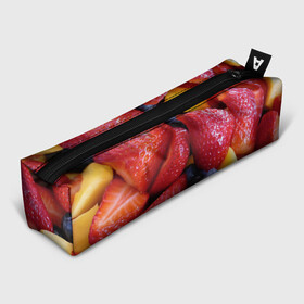 Пенал 3D с принтом Фругтово-ягодное изобилие в Санкт-Петербурге, 100% полиэстер | плотная ткань, застежка на молнии | Тематика изображения на принте: еда | клубника | манго | фрукт | фрукты | черника | ягода | ягоды