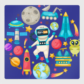 Магнитный плакат 3Х3 с принтом Pornhub space в Санкт-Петербурге, Полимерный материал с магнитным слоем | 9 деталей размером 9*9 см | Тематика изображения на принте: astronaut | comet | cosmos | moon | planet | rocet | space | star | звезда | космонавт | космос | планета | ракета
