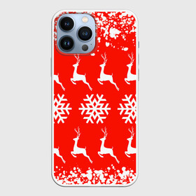 Чехол для iPhone 13 Pro Max с принтом New Year в Санкт-Петербурге,  |  | christmas toys | deer | new year | red | snow | snowflakes | tree | елка | красный | новогодние игрушки | новый год | олени | свитер с оленями | снег | снежинки | футболка с оленями