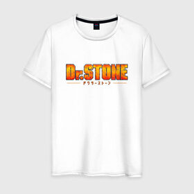 Мужская футболка хлопок с принтом Dr.Stone в Санкт-Петербурге, 100% хлопок | прямой крой, круглый вырез горловины, длина до линии бедер, слегка спущенное плечо. | 
