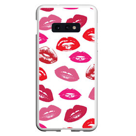 Чехол для Samsung S10E с принтом Губы в Санкт-Петербурге, Силикон | Область печати: задняя сторона чехла, без боковых панелей | арт | бардовый | губы | косметика | красный | помада | поцелуи | поцелуй | рисунок | розовый