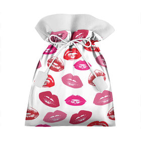 Подарочный 3D мешок с принтом Губы в Санкт-Петербурге, 100% полиэстер | Размер: 29*39 см | Тематика изображения на принте: арт | бардовый | губы | косметика | красный | помада | поцелуи | поцелуй | рисунок | розовый