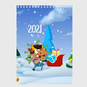Скетчбук с принтом Новый год 2021 в Санкт-Петербурге, 100% бумага
 | 48 листов, плотность листов — 100 г/м2, плотность картонной обложки — 250 г/м2. Листы скреплены сверху удобной пружинной спиралью | Тематика изображения на принте: 2021 | 7 января | bull | newyear | santa | бык | быки | бычок | год быка | дед мороз | корова | новогодние каникулы | новогодние праздники | новый 2021 | новый год | новый год 2021 | рождество | сани | санта | санта клаус