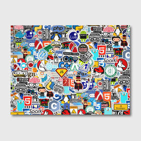 Альбом для рисования с принтом Programming stickers в Санкт-Петербурге, 100% бумага
 | матовая бумага, плотность 200 мг. | css | it | linux | programming | wi fi | код | компьютер | линукс | программирование | профессия | стикер бомбинг