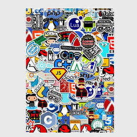 Скетчбук с принтом Programming stickers в Санкт-Петербурге, 100% бумага
 | 48 листов, плотность листов — 100 г/м2, плотность картонной обложки — 250 г/м2. Листы скреплены сверху удобной пружинной спиралью | Тематика изображения на принте: css | it | linux | programming | wi fi | код | компьютер | линукс | программирование | профессия | стикер бомбинг