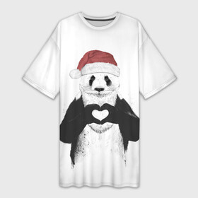 Платье-футболка 3D с принтом Панда Клаус в Санкт-Петербурге,  |  | Тематика изображения на принте: 2021 | 21 | 2k21 | 2к21 | chrystmas | happy | marry | new | panda | santa | snow | winter | xmas | year | год | годом | дед | елка | елки | клаус | лес | мороз | настроение | новогоднее | новогоднему | новый | новым | панда | по | рождество | с