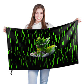 Флаг 3D с принтом Protogen music в Санкт-Петербурге, 100% полиэстер | плотность ткани — 95 г/м2, размер — 67 х 109 см. Принт наносится с одной стороны | cute | furry | green | love | music