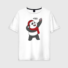 Женская футболка хлопок Oversize с принтом Panda в Санкт-Петербурге, 100% хлопок | свободный крой, круглый ворот, спущенный рукав, длина до линии бедер
 | cartoon network | panda | vdkimel | we bare bears | вся правда о медведях | панда