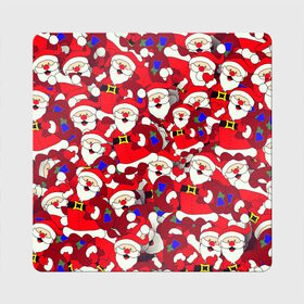 Магнит виниловый Квадрат с принтом Дед Санта в Санкт-Петербурге, полимерный материал с магнитным слоем | размер 9*9 см, закругленные углы | Тематика изображения на принте: 2021 | 2022 | new year | tiger | гирлянда | год тигра | дед мороз | елка | клаус | конфеты | нг | новый год | носок | подарок | рождество | с | санта | снег | снеговик | снежинка | шары