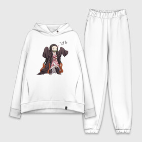 Женский костюм хлопок Oversize с принтом NEZUKO ЪУЪ в Санкт-Петербурге,  |  | anime | blade demon | demon slayer | demon slayer: kimetsu no yaiba | kamado | kimetsu | kimetsu no yaiba | nezuko | slayer | tanjiro | аниме | демон | клинок рассекающий демонов | мем | недзуко | незуко | танджиро | тандзиро | уъу 