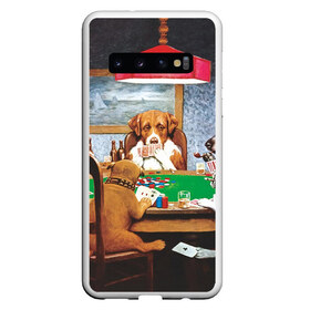 Чехол для Samsung Galaxy S10 с принтом Собаки играют в покер в Санкт-Петербурге, Силикон | Область печати: задняя сторона чехла, без боковых панелей | a friend in need | art | artist | bets | buldog | cards | chips | dogs | gambling | games | memes | picture | poker | азартные игры | бульдог | друг познается в беде | искусство | картина | карты | мемы | покер | сенбернар | собаки | собачки | ставки