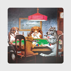 Магнит виниловый Квадрат с принтом Собаки играют в покер в Санкт-Петербурге, полимерный материал с магнитным слоем | размер 9*9 см, закругленные углы | a friend in need | art | artist | bets | buldog | cards | chips | dogs | gambling | games | memes | picture | poker | азартные игры | бульдог | друг познается в беде | искусство | картина | карты | мемы | покер | сенбернар | собаки | собачки | ставки