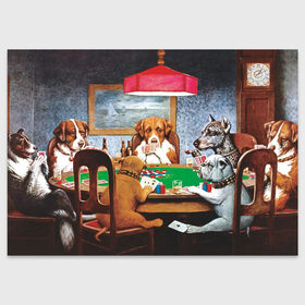 Поздравительная открытка с принтом Собаки играют в покер в Санкт-Петербурге, 100% бумага | плотность бумаги 280 г/м2, матовая, на обратной стороне линовка и место для марки
 | Тематика изображения на принте: a friend in need | art | artist | bets | buldog | cards | chips | dogs | gambling | games | memes | picture | poker | азартные игры | бульдог | друг познается в беде | искусство | картина | карты | мемы | покер | сенбернар | собаки | собачки | ставки