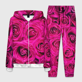 Мужской костюм 3D с принтом Розы в Санкт-Петербурге, 100% полиэстер | Манжеты и пояс оформлены тканевой резинкой, двухслойный капюшон со шнурком для регулировки, карманы спереди | абстрактно | абстрактные | абстрактный | абстракция | красные | роза | розовые | розы | цветок | цветочек | цветочки | цветочный | цветы