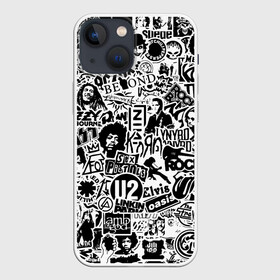 Чехол для iPhone 13 mini с принтом Rock Band Logos в Санкт-Петербурге,  |  | ac dc | linkin park | music | queen | radiohead | rock | rock band logos | линкин парк | музыка | ретро | рок группа | элвис