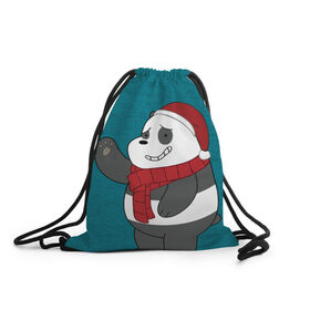 Рюкзак-мешок 3D с принтом Panda в Санкт-Петербурге, 100% полиэстер | плотность ткани — 200 г/м2, размер — 35 х 45 см; лямки — толстые шнурки, застежка на шнуровке, без карманов и подкладки | cartoon network | panda | vdkimel | we bare bears | вся правда о медведях | панда