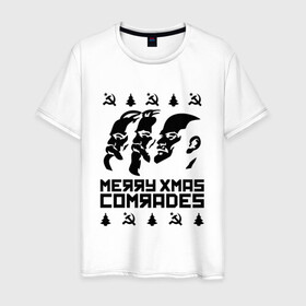Мужская футболка хлопок с принтом Merry Xmas Comrades в Санкт-Петербурге, 100% хлопок | прямой крой, круглый вырез горловины, длина до линии бедер, слегка спущенное плечо. | Тематика изображения на принте: 2021 | 21 | 2k21 | 2к21 | chrystmas | comrades | marry | new | santa | snow | xmas | year | год | годом | камрад | клаус | ленин | настроение | новогоднее | новогоднему | новый | новым | по | рождество | с | санта | снег | советский | союз