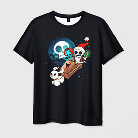 Мужская футболка 3D с принтом Дух Рождества в Санкт-Петербурге, 100% полиэфир | прямой крой, круглый вырез горловины, длина до линии бедер | claus | happy new year | merry christmas | santa | snowman | дед мороз | елка | клаус | новый год | рождество | с новым годом | санта | снеговик