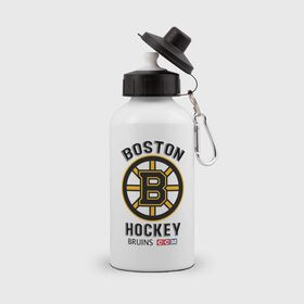 Бутылка спортивная с принтом BOSTON BRUINS NHL в Санкт-Петербурге, металл | емкость — 500 мл, в комплекте две пластиковые крышки и карабин для крепления | black | boston | bruins | hockey | ice | logo | nhl | sport | usa | бостон | брюинз | кубок | логотип | нхл | спорт | стэнли | хоккей