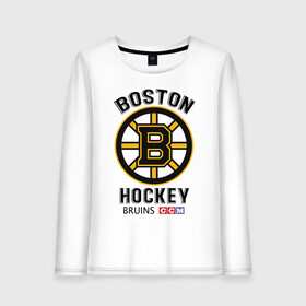 Женский лонгслив хлопок с принтом BOSTON BRUINS NHL в Санкт-Петербурге, 100% хлопок |  | black | boston | bruins | hockey | ice | logo | nhl | sport | usa | бостон | брюинз | кубок | логотип | нхл | спорт | стэнли | хоккей