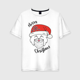 Женская футболка хлопок Oversize с принтом Merry Furry Christmas! в Санкт-Петербурге, 100% хлопок | свободный крой, круглый ворот, спущенный рукав, длина до линии бедер
 | 