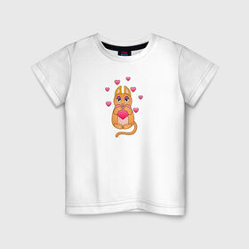 Детская футболка хлопок с принтом Влюблённая кошечка в Санкт-Петербурге, 100% хлопок | круглый вырез горловины, полуприлегающий силуэт, длина до линии бедер | 