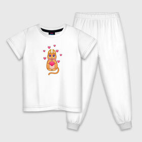 Детская пижама хлопок с принтом Влюблённая кошечка в Санкт-Петербурге, 100% хлопок |  брюки и футболка прямого кроя, без карманов, на брюках мягкая резинка на поясе и по низу штанин
 | 