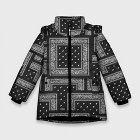 Зимняя куртка для девочек 3D с принтом 3D Бандана v black в Санкт-Петербурге, ткань верха — 100% полиэстер; подклад — 100% полиэстер, утеплитель — 100% полиэстер. | длина ниже бедра, удлиненная спинка, воротник стойка и отстегивающийся капюшон. Есть боковые карманы с листочкой на кнопках, утяжки по низу изделия и внутренний карман на молнии. 

Предусмотрены светоотражающий принт на спинке, радужный светоотражающий элемент на пуллере молнии и на резинке для утяжки. | fashiom | fire | game | hip hop | rap | street style | top | игра | мода | огонь | рэп | топ | уличный стиль | хип хоп