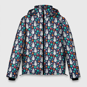Мужская зимняя куртка 3D с принтом Снеговики в Санкт-Петербурге, верх — 100% полиэстер; подкладка — 100% полиэстер; утеплитель — 100% полиэстер | длина ниже бедра, свободный силуэт Оверсайз. Есть воротник-стойка, отстегивающийся капюшон и ветрозащитная планка. 

Боковые карманы с листочкой на кнопках и внутренний карман на молнии. | merry christmas | дед мороз | ёлка | зима | новый год | подарки | праздник | санта клаус | снеговики | снегурочка | снежинки | снежная баба