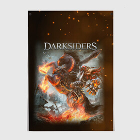 Постер с принтом Darksiders (Z) в Санкт-Петербурге, 100% бумага
 | бумага, плотность 150 мг. Матовая, но за счет высокого коэффициента гладкости имеет небольшой блеск и дает на свету блики, но в отличии от глянцевой бумаги не покрыта лаком | Тематика изображения на принте: azrael | darksiders | darksiders 2 | darksiders 3 | griever | silitha | tiamat | ulthane | vulgrim | wrath of war | всадник апокалипсиса | гнев войны | обугленный совет | руина | ультэйн | чёрный молот