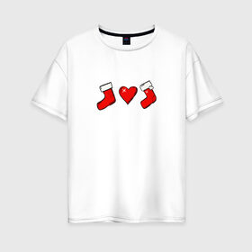 Женская футболка хлопок Oversize с принтом Новый год в Санкт-Петербурге, 100% хлопок | свободный крой, круглый ворот, спущенный рукав, длина до линии бедер
 | 2020 | значки | картинки | новый год | носки | популярные | праздник | прикольные | рождество | санта | сердце