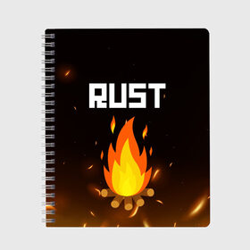 Тетрадь с принтом RUST в Санкт-Петербурге, 100% бумага | 48 листов, плотность листов — 60 г/м2, плотность картонной обложки — 250 г/м2. Листы скреплены сбоку удобной пружинной спиралью. Уголки страниц и обложки скругленные. Цвет линий — светло-серый
 | action | game | rust | zombie | апокалипсис. | выживание | зомби | игра | лес | радиация | раст