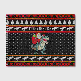 Альбом для рисования с принтом Merry Rex-mas в Санкт-Петербурге, 100% бумага
 | матовая бумага, плотность 200 мг. | Тематика изображения на принте: 2020 | 2021 | christmas | dino | happy | merry | new year | rex | santa | sweater | t rex | ugly christmas | динозавр | зима | новогодний | новогодняя | новый год | рождественский | рождественский свитер | рождество | санта | свитер | снег