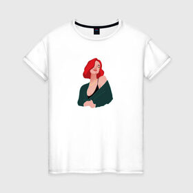 Женская футболка хлопок с принтом принт Алена Швец в Санкт-Петербурге, 100% хлопок | прямой крой, круглый вырез горловины, длина до линии бедер, слегка спущенное плечо | алёнашвец | девушка | музыка | певица | фан арт | цифровой рисунок