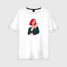 Женская футболка хлопок Oversize с принтом принт Алена Швец в Санкт-Петербурге, 100% хлопок | свободный крой, круглый ворот, спущенный рукав, длина до линии бедер
 | алёнашвец | девушка | музыка | певица | фан арт | цифровой рисунок