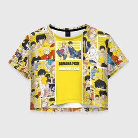 Женская футболка Crop-top 3D с принтом BANANA FISH в Санкт-Петербурге, 100% полиэстер | круглая горловина, длина футболки до линии талии, рукава с отворотами | banana fish | аниме | банановая рыба | эйджи окумуры | эш линкс