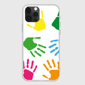 Чехол для iPhone 12 Pro Max с принтом Цветные ладошки - Детский узор в Санкт-Петербурге, Силикон |  | дети | детский | краска | ладошки | пальцы | радуга | ребенок | руки | след | узор