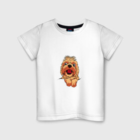 Детская футболка хлопок с принтом Ши Тцу в Санкт-Петербурге, 100% хлопок | круглый вырез горловины, полуприлегающий силуэт, длина до линии бедер | домашнее животное | звери | картинки | милый | мультфильмы | популярные | прикольные | собака | ши тцу | щенок