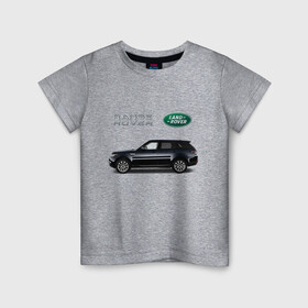 Детская футболка хлопок с принтом Land Rover в Санкт-Петербурге, 100% хлопок | круглый вырез горловины, полуприлегающий силуэт, длина до линии бедер | Тематика изображения на принте: america | avto | cadillac | car | v8 | машина | скорость