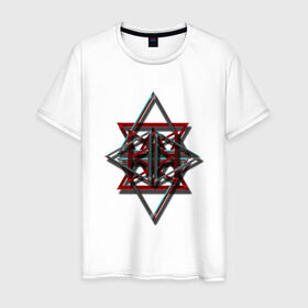 Мужская футболка хлопок с принтом TRIANGLES в Санкт-Петербурге, 100% хлопок | прямой крой, круглый вырез горловины, длина до линии бедер, слегка спущенное плечо. | triangles | острота | треугольник | углы | фигуры