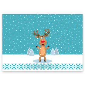Поздравительная открытка с принтом Иди, обниму! - Рудольф в Санкт-Петербурге, 100% бумага | плотность бумаги 280 г/м2, матовая, на обратной стороне линовка и место для марки
 | 2021 | new year | деда мороза | зима | к нам приходит | клауса | костюм | новогодний | новый год | праздник | рога | рождество | рудольф | санты | снег | снежинки | снежок | узоры | холодно