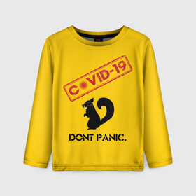 Детский лонгслив 3D с принтом Dont Panic (covid-19) в Санкт-Петербурге, 100% полиэстер | длинные рукава, круглый вырез горловины, полуприлегающий силуэт
 | 19 | covid | covid 19 | dont | home | ncov | panic | stay | антивирус | антикоронавирус | без | белка | вирус | дома | ковид | корона | коронавирус | мой | оставайся | паники | руки | сиди