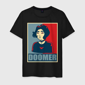 Мужская футболка хлопок с принтом Doomer girl в Санкт-Петербурге, 100% хлопок | прямой крой, круглый вырез горловины, длина до линии бедер, слегка спущенное плечо. | Тематика изображения на принте: 