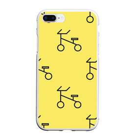 Чехол для iPhone 7Plus/8 Plus матовый с принтом Велосипеды на желтом в Санкт-Петербурге, Силикон | Область печати: задняя сторона чехла, без боковых панелей | велик | велосипед | велоспрот | желтый | кататься | летний | паттерн | покатушки | спорт | узор