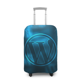 Чехол для чемодана 3D с принтом Вордпресс в Санкт-Петербурге, 86% полиэфир, 14% спандекс | двустороннее нанесение принта, прорези для ручек и колес | Тематика изображения на принте: cms | wordpress | вордпресс | движок сайта | логотип вордпресс