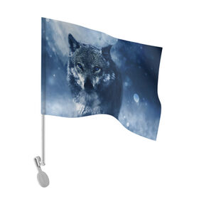 Флаг для автомобиля с принтом Красивый волк в Санкт-Петербурге, 100% полиэстер | Размер: 30*21 см | wolf | ауф | волк | волчонок | зима | синеглазый волк