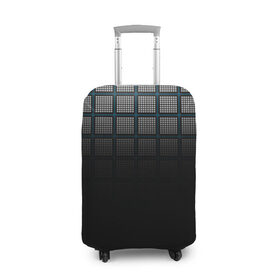 Чехол для чемодана 3D с принтом клетка в Санкт-Петербурге, 86% полиэфир, 14% спандекс | двустороннее нанесение принта, прорези для ручек и колес | геометрия | клетка | линии | полоски | полосы | ровно | серый | сетка | синий | темный | точки | черный