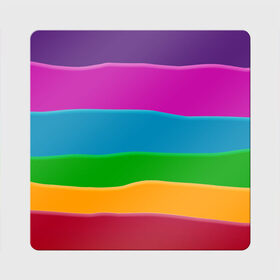 Магнит виниловый Квадрат с принтом Разноцветные полоски в Санкт-Петербурге, полимерный материал с магнитным слоем | размер 9*9 см, закругленные углы | иллюзия | калейдоскоп | пейзаж | полосы | природа | радуга | свет | солнце